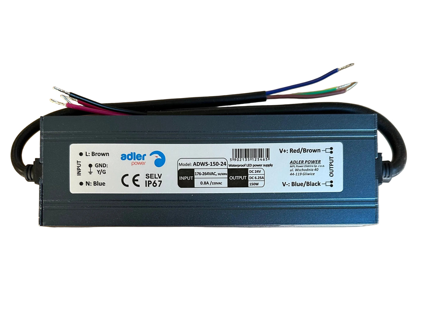 ADLER ADWS-150-24 24V/6.25A 150W IP67 LED Power Supply - LED Retro