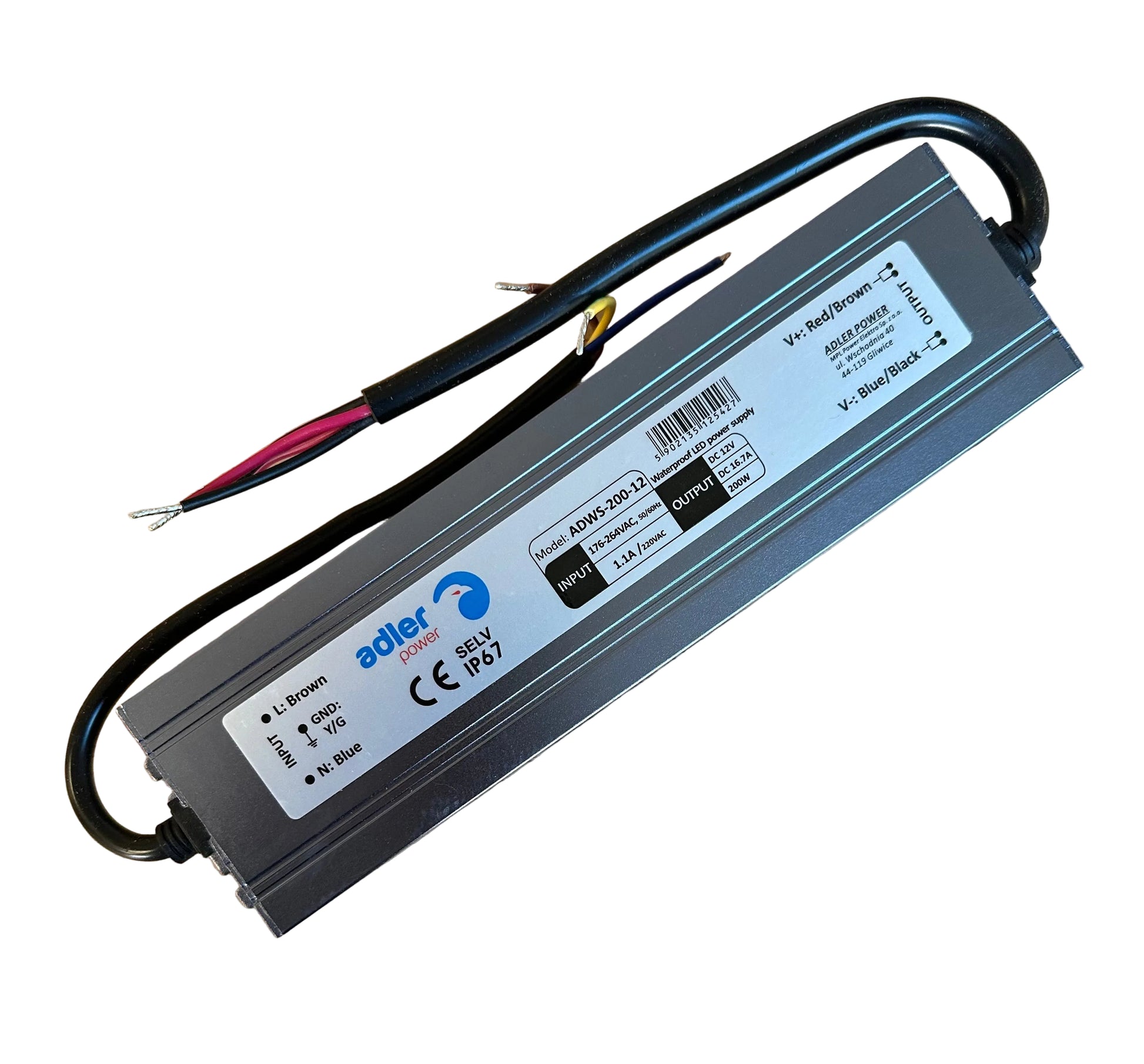 ADLER ADWS-200-12 12V/16.7A IP67 CV LED Power Supply - LED Retro