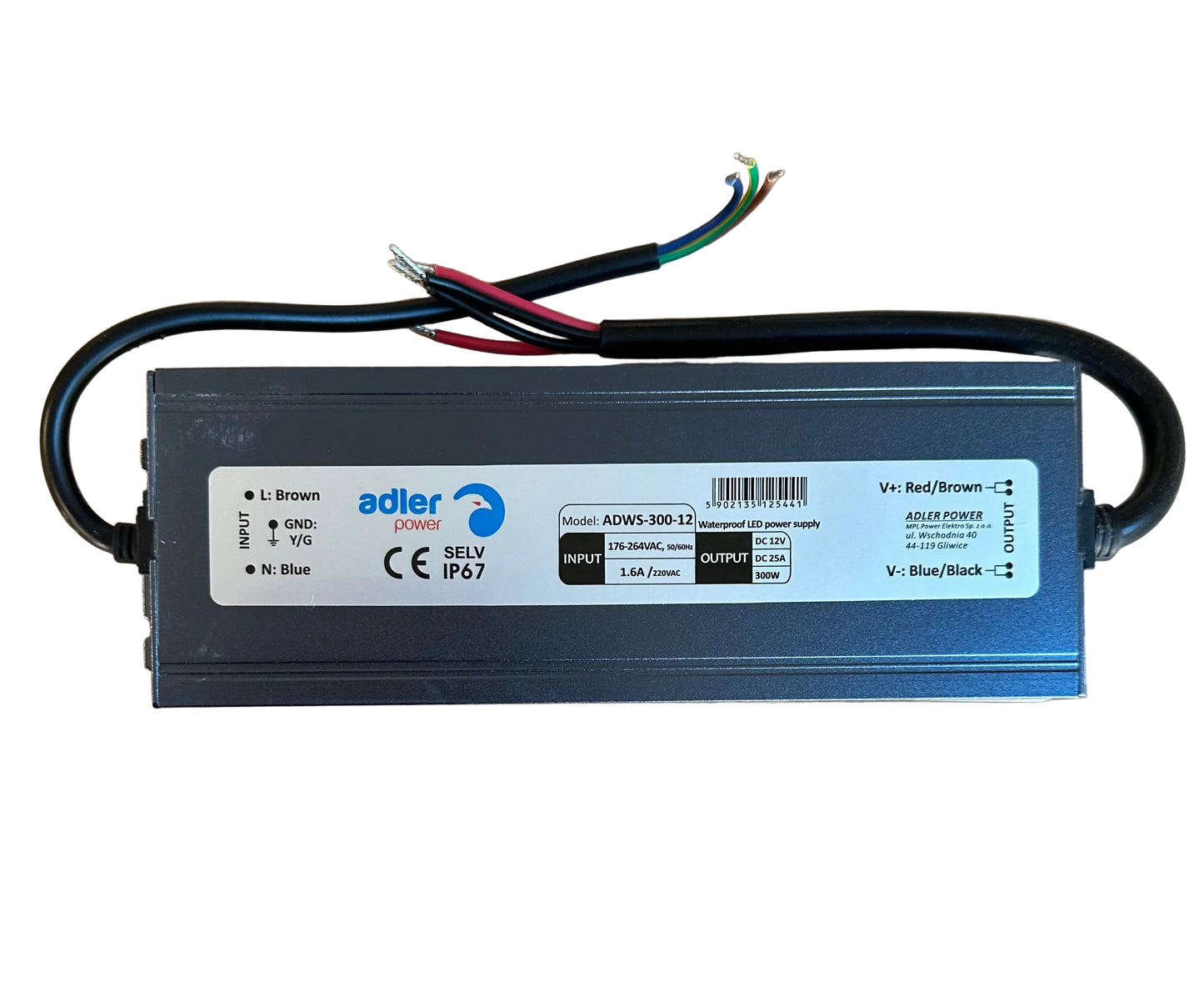 ADLER ADWS-300-12 12V/25A 300W IP67 LED Power Supply - LED Retro