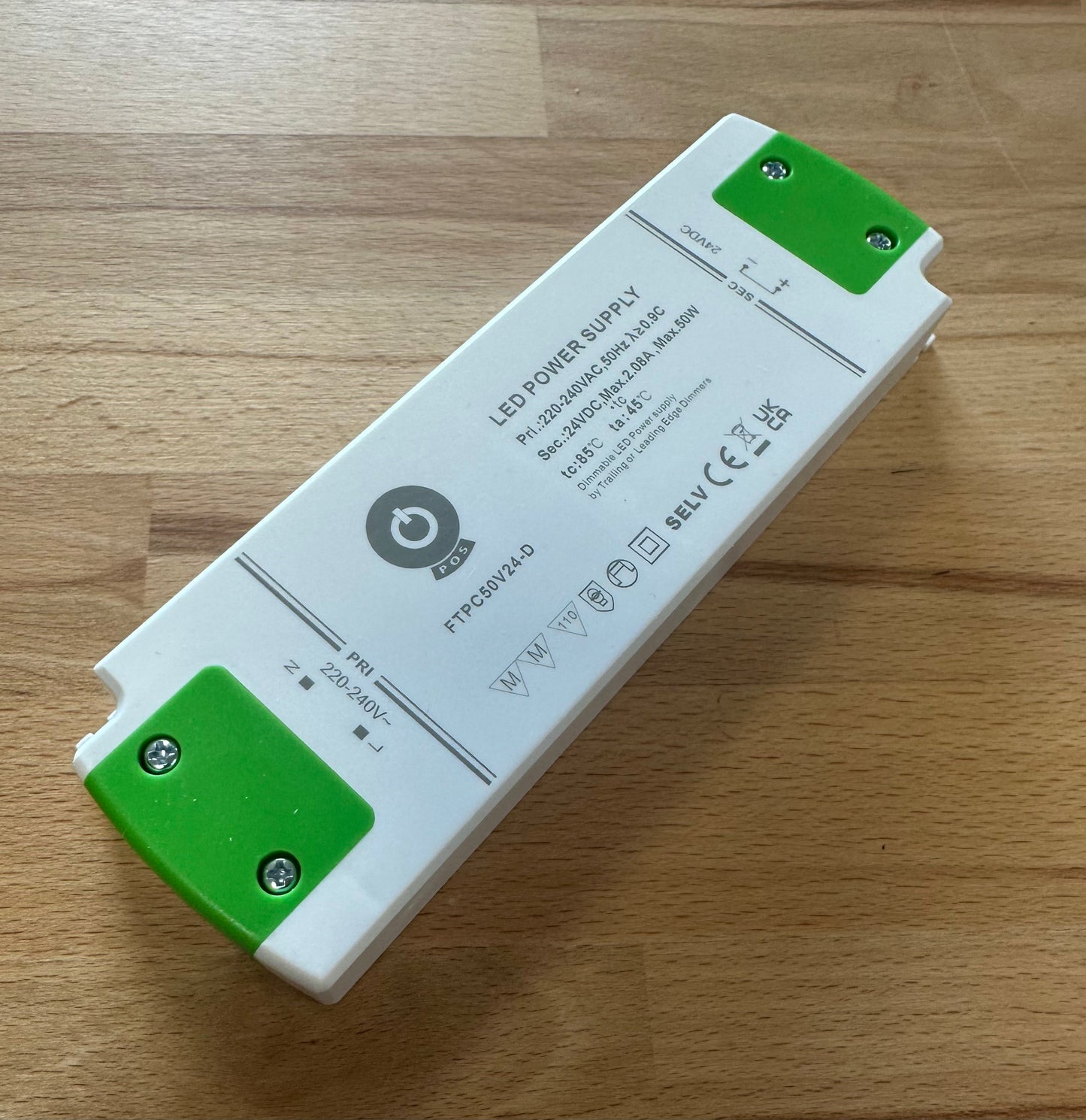 POS Power FTPC50V24-D 50W  24V/2.08A Triac Dimmable LED Power Supply - LED Retro