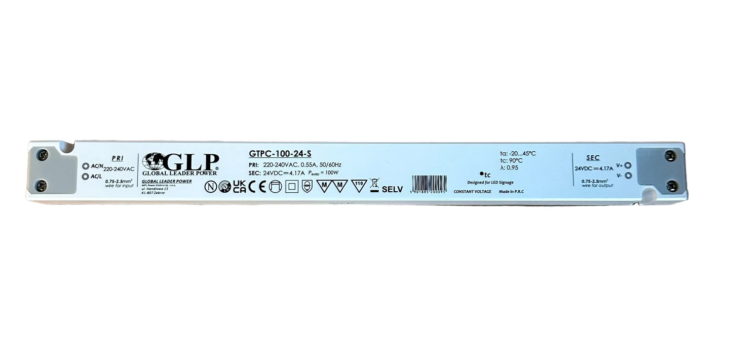 GLP GTPC-100-24-S 100W 24V/4.17A CV IP20 Slim LED Power Supply - LED Retro