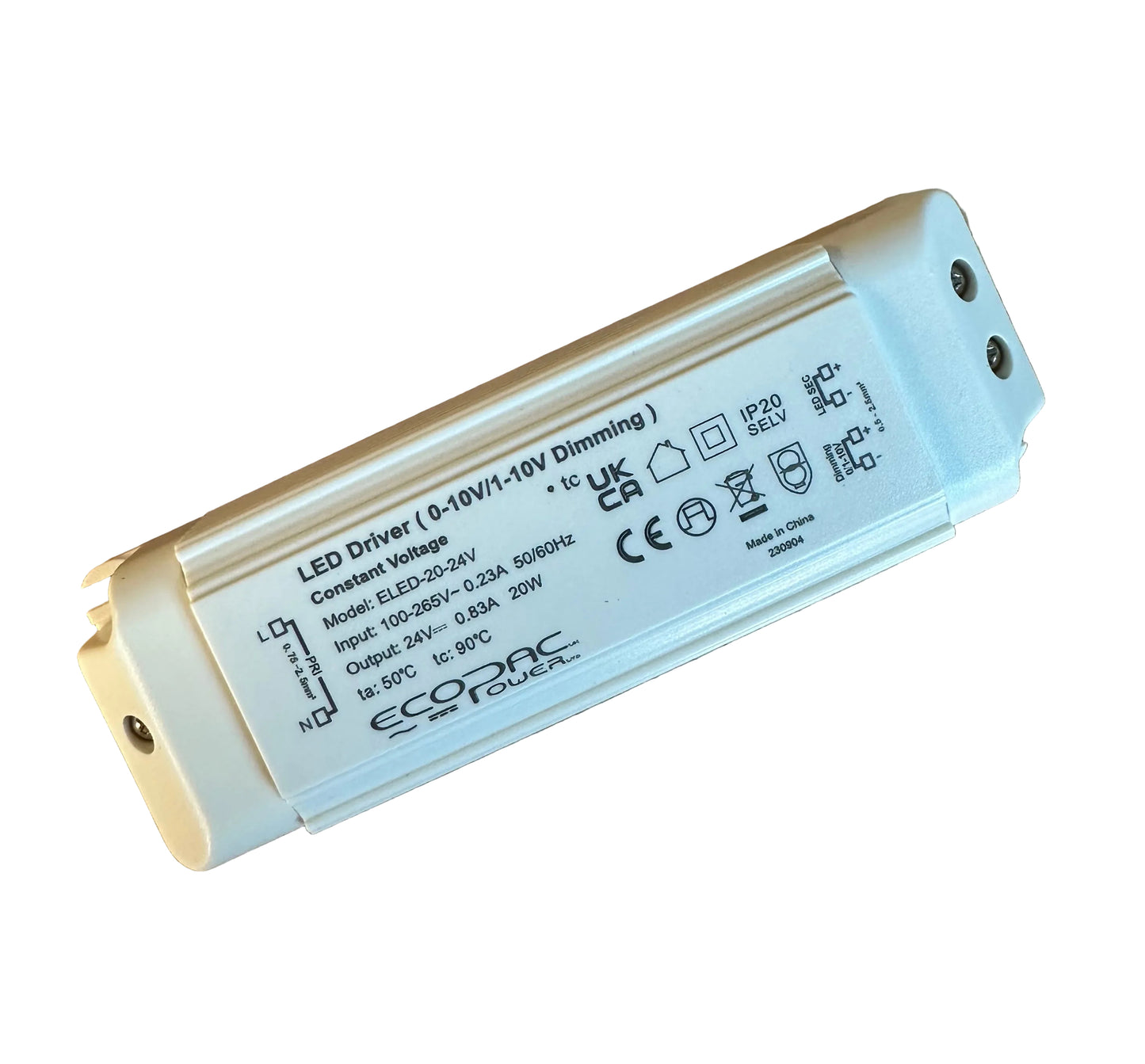 Ecopac ELED-20-24V 0-10V Dimmable Constant Voltage LED Driver 20W 24V - LED Retro