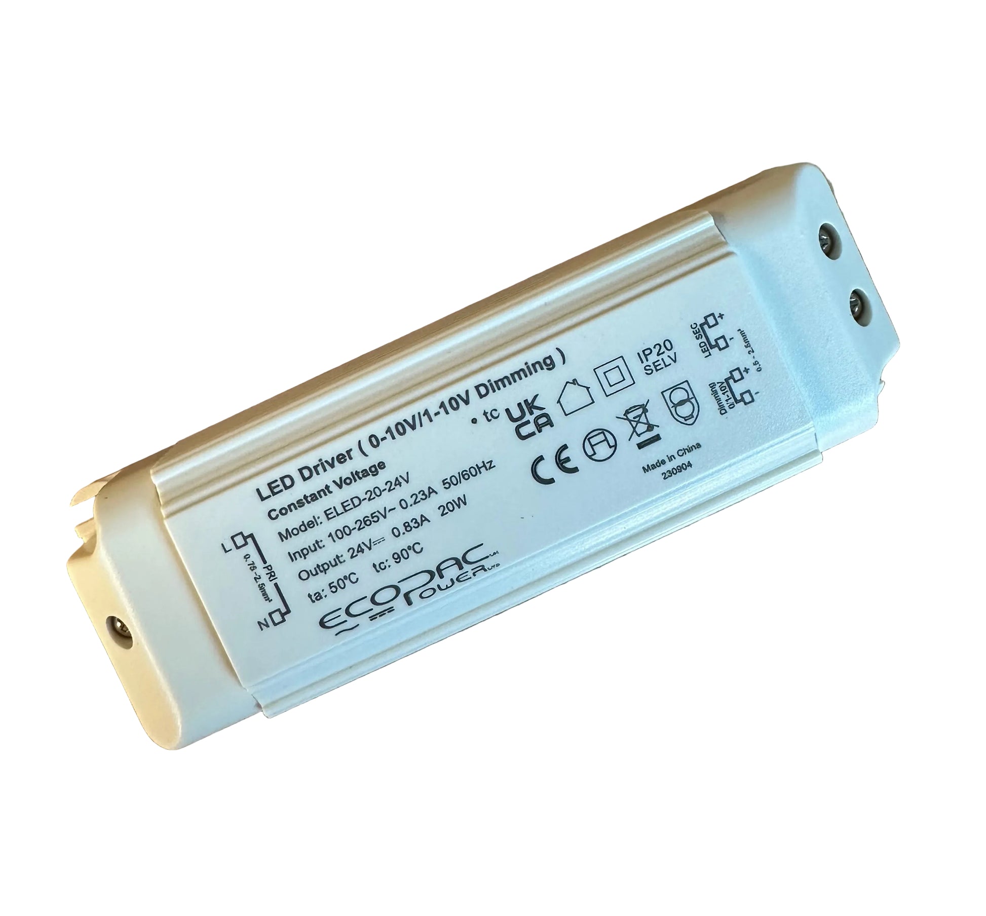 Ecopac ELED-20-24V 0-10V Dimmable Constant Voltage LED Driver 20W 24V - LED Retro