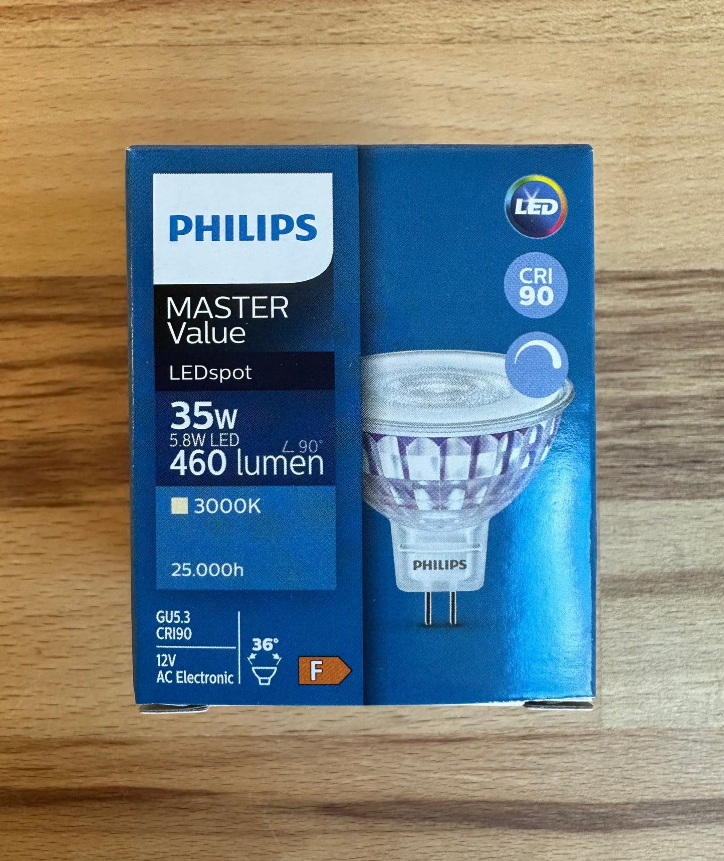 Philips Master Value LEDspot GU5.3 MR16 5.8W 460lm 36D Warm White Dimmable - LED Retro