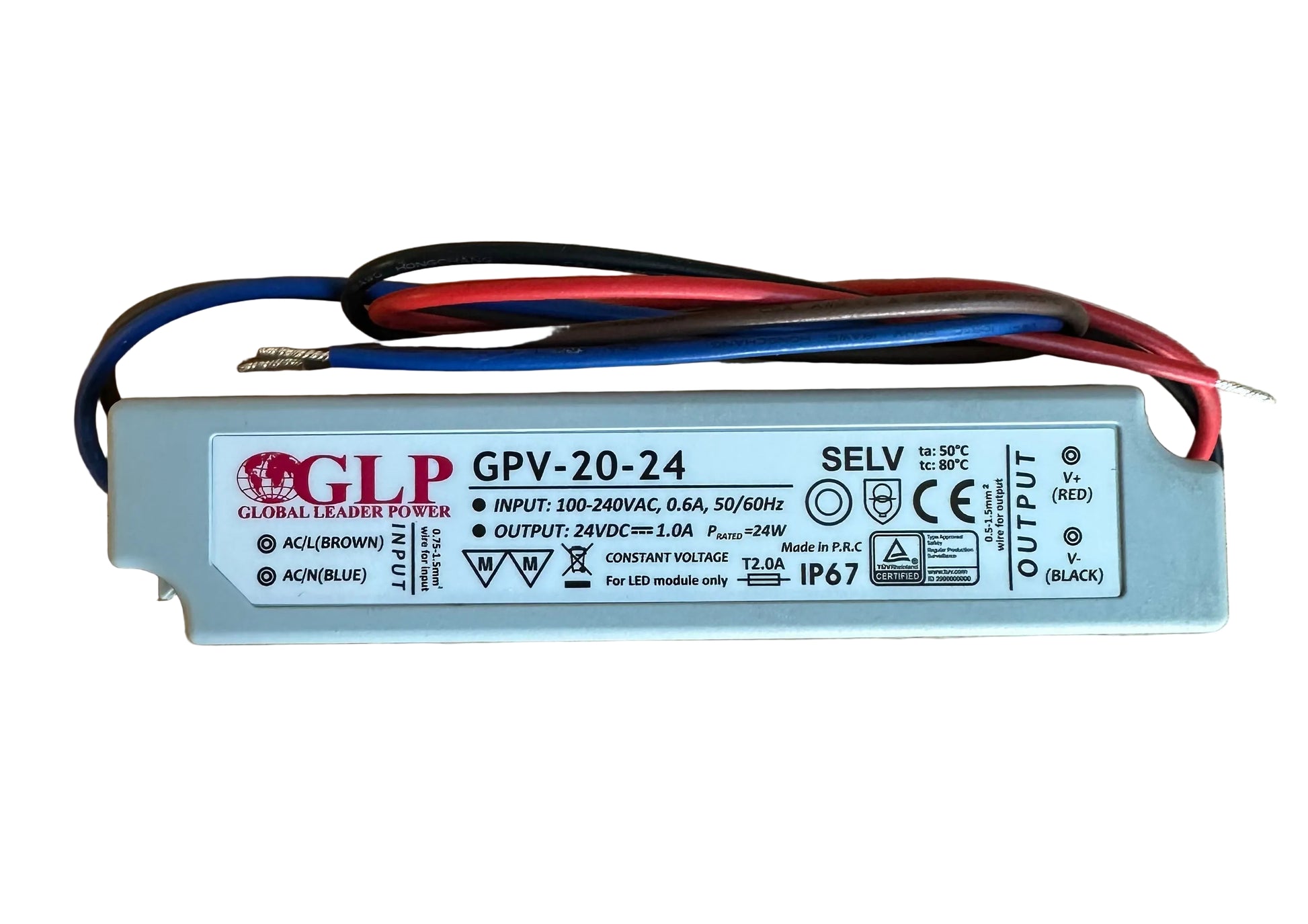 GLP GPV-20-24 24W 12V/1A IP67 LED Power Supply - LED Retro