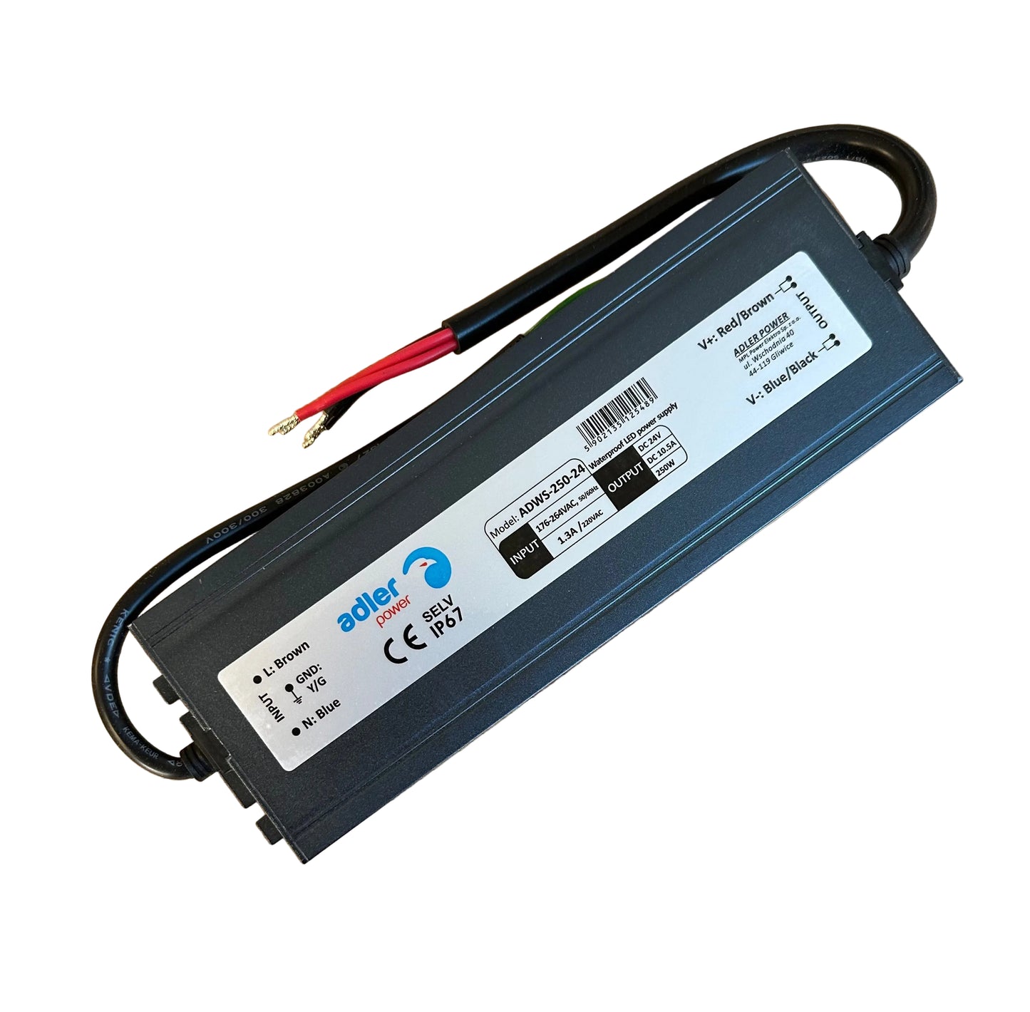 ADLER ADWS-250-24 24V/10.5A 250W IP67 CV LED Power Supply - LED Retro