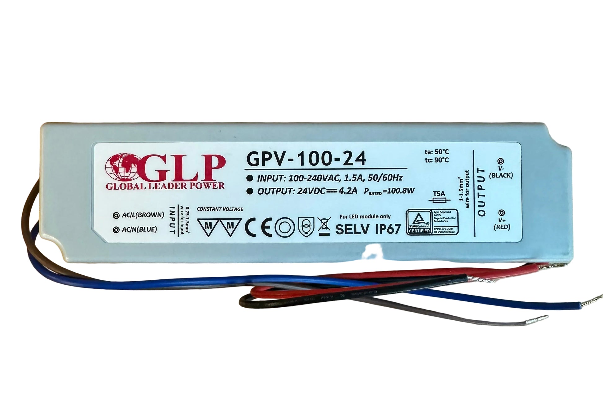 GLP-100-24 100.8W 12V/4.2A CV IP68 LED Power Supply - LED Retro