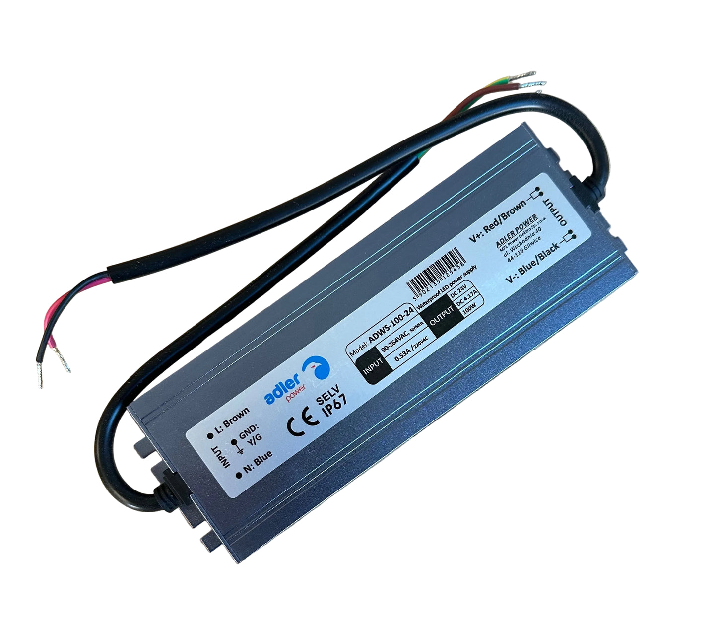 ADLER ADWS-100-24 24V/4.17A 100W IP65 CV LED Power Supply - LED Retro