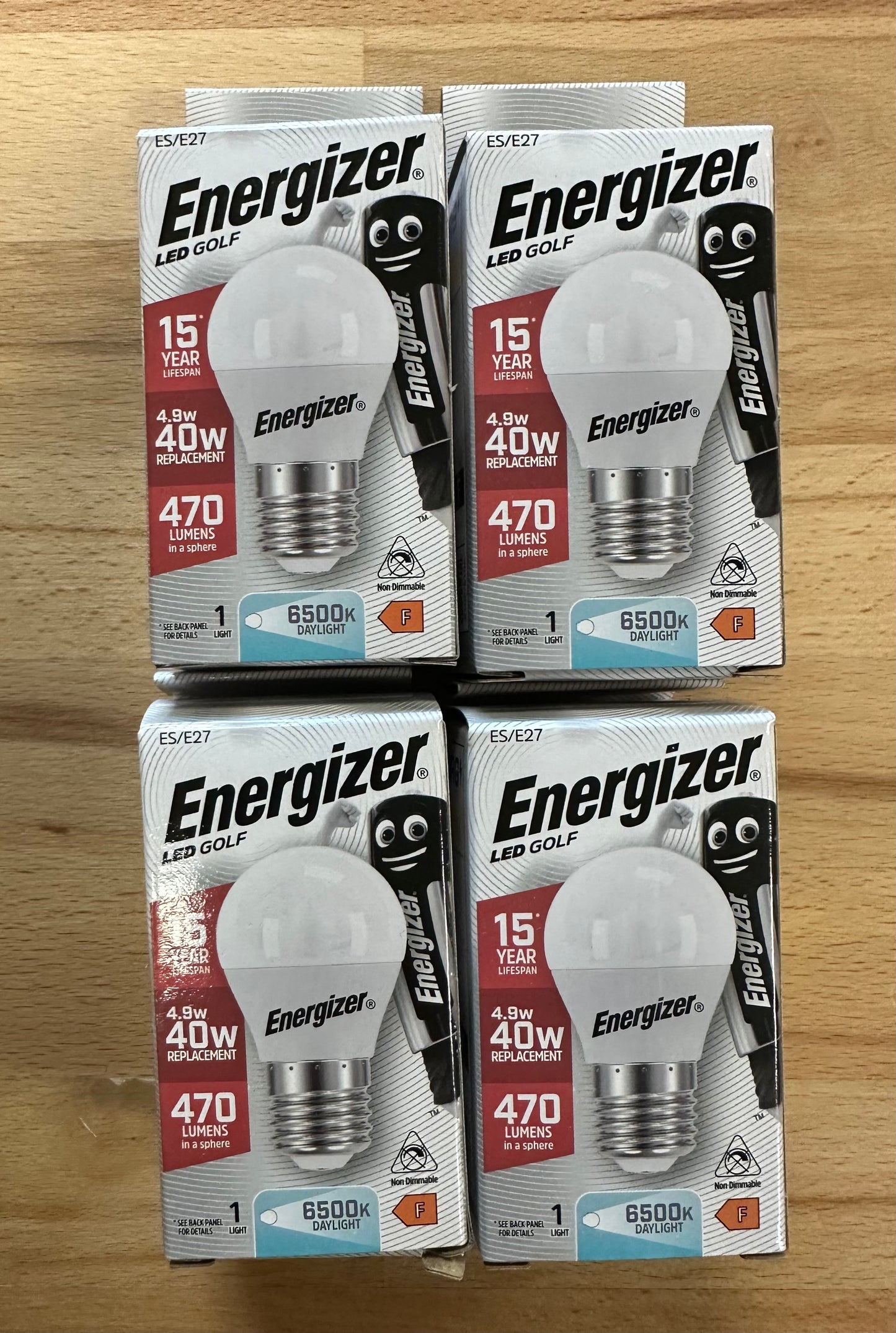 S13572 Energizer 5.2W LED GOLF BALL 470LM Opal ES (E27) Daylight Bulb X4 - LED Retro