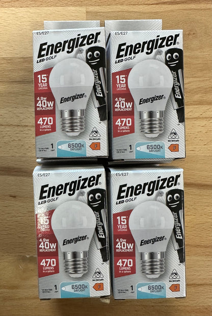S13572 Energizer 5.2W LED GOLF BALL 470LM Opal ES (E27) Daylight Bulb X4 - LED Retro