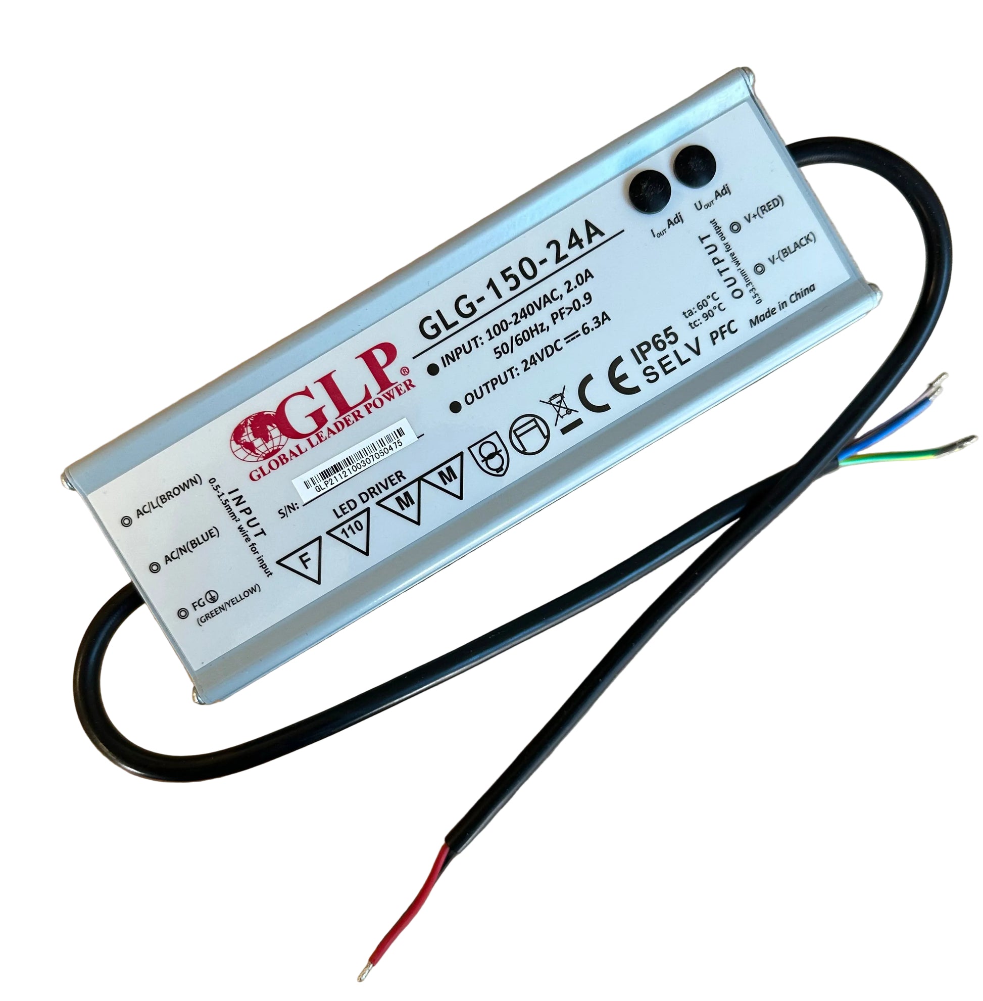 GLP GLG-150-24A 100W 18-24V 3.2-6.3A IP65 ADJ Output LED Driver - LED Retro