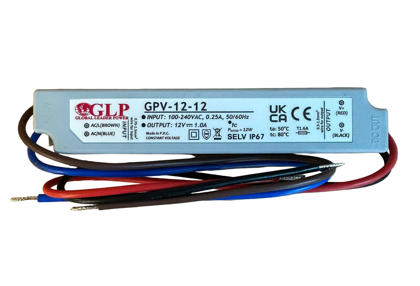 GLP GPV-12-12 12W 12V/1A IP67 LED Power Supply - LED Retro