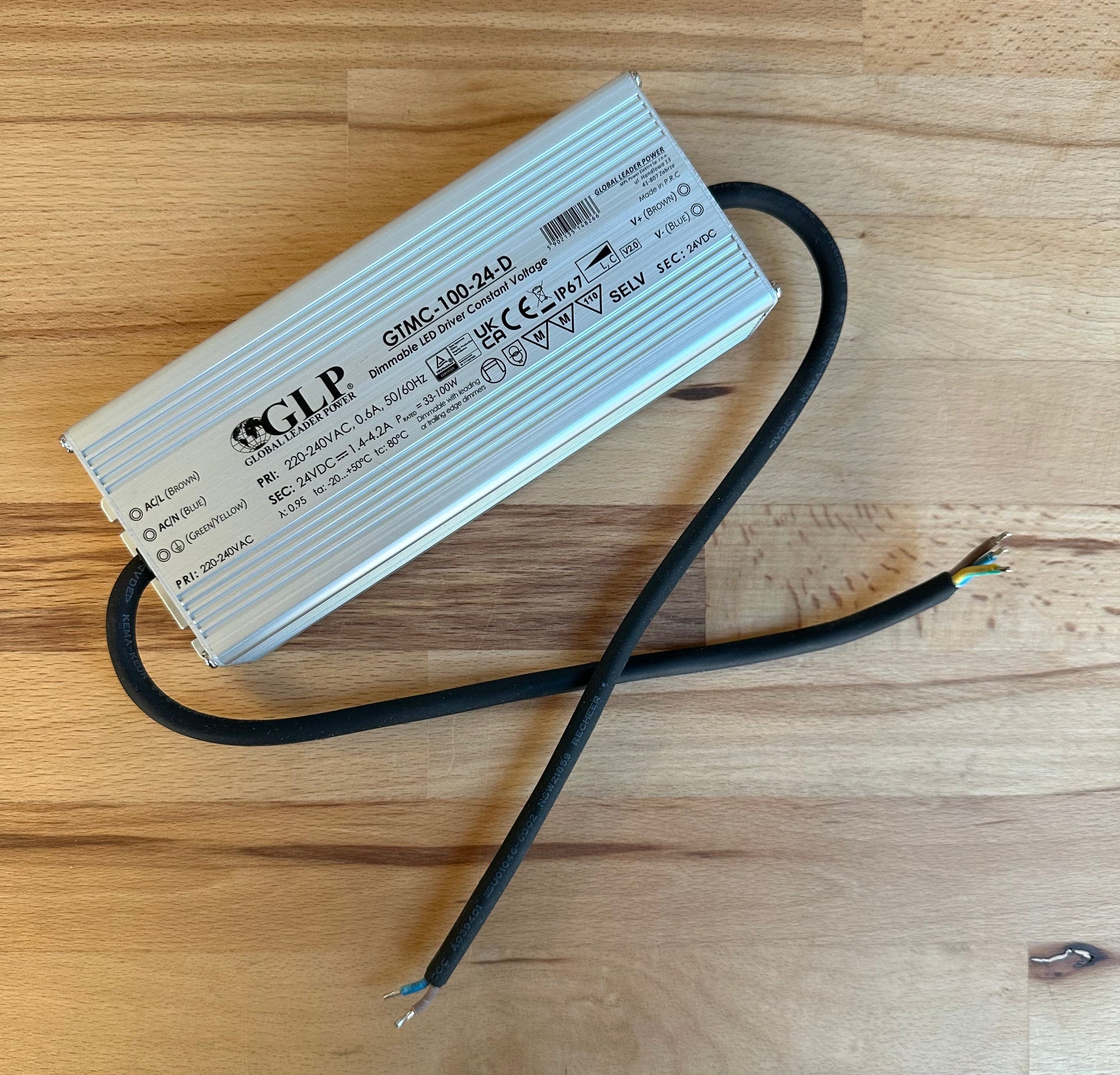GLP GTMC-100-24-D 100W 4.2A 24V IP67 Triac Dimmable LED Power Supply - LED Retro