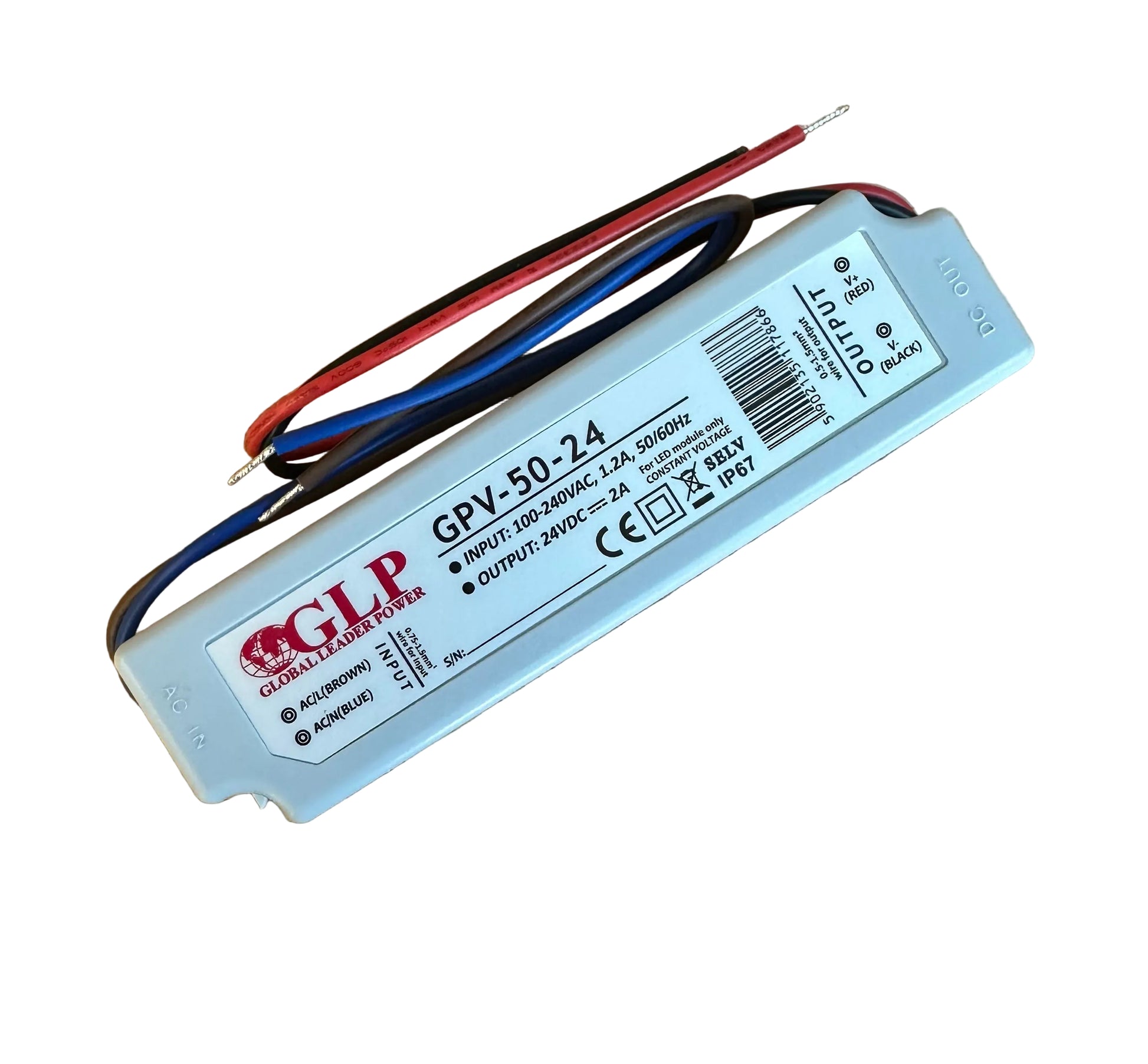 GLP GPV-50-24 48W 24V/2A IP67 LED Power Supply - LED Retro