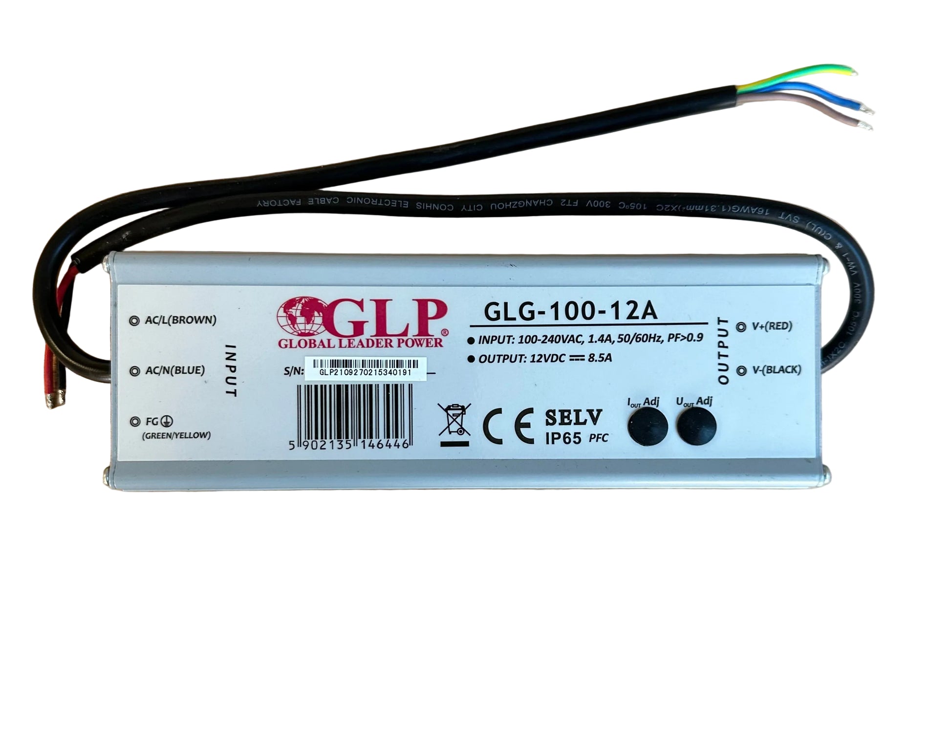 GLP GLG-100-12A 100W 6-12V 4.5-8.5A IP65 ADJ Output LED Driver - LED Retro