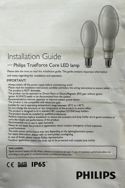 Philips TrueForce LED HPL 36W = 125W E27 HPL/SON/HPI Replacement Lamps