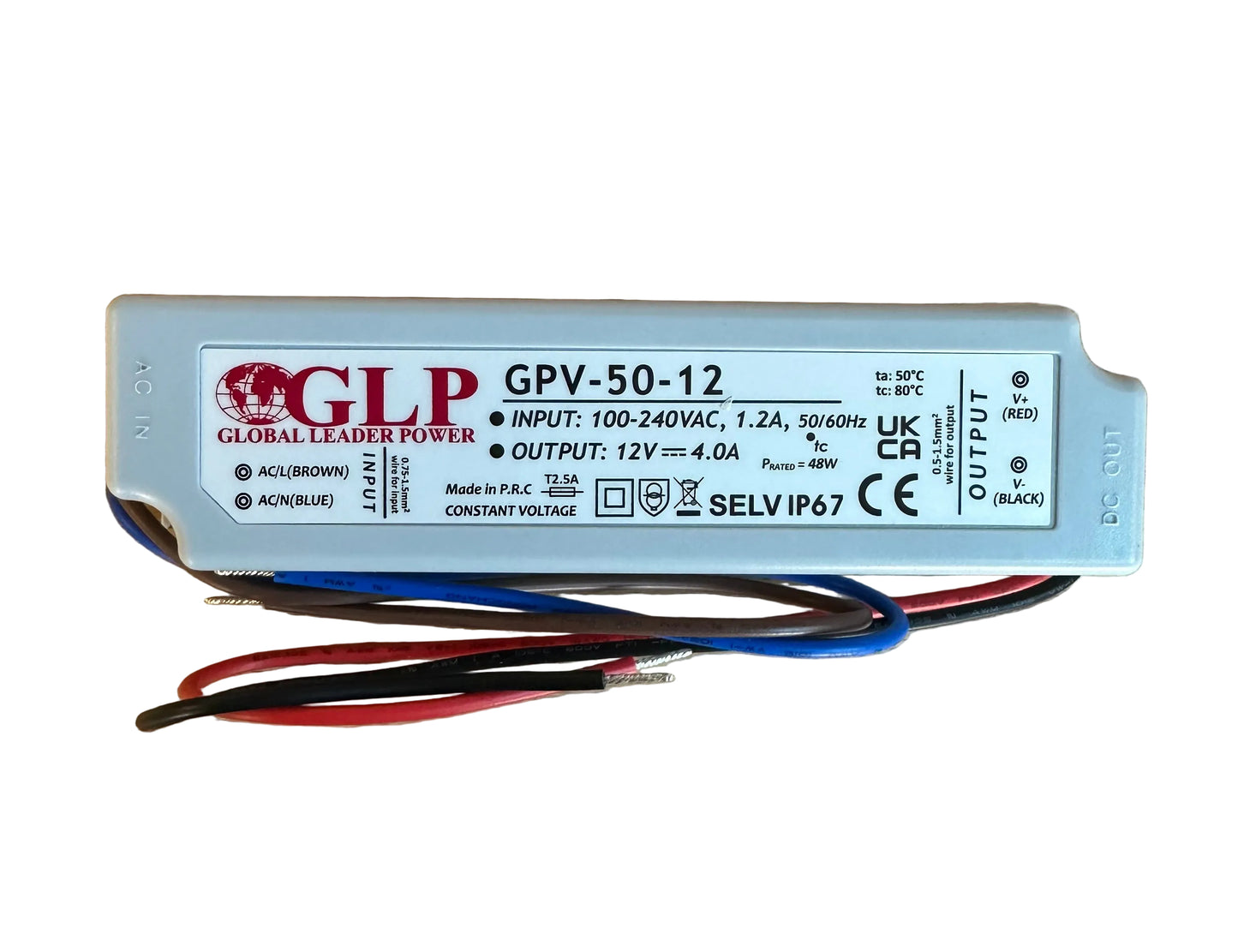 GLP GPV-50-12 48W 12V/4A IP67 LED Power Supply -LED Retro