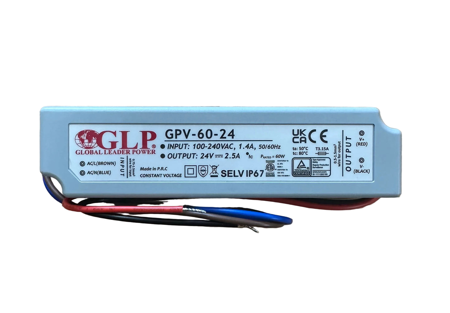 GLP GPV-60-24 60W 24V/2.5A IP67 LED Power Supply - LED Retro