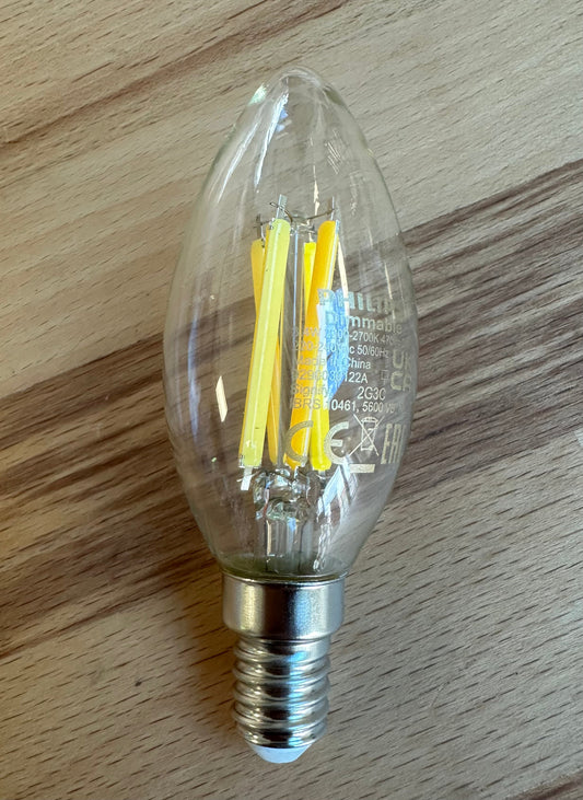 Philips MASTER Value E14 LED Candle Filament Clear 3.4W 470lm - 927 Extra Wrm White - Dimmable - LED Retro
