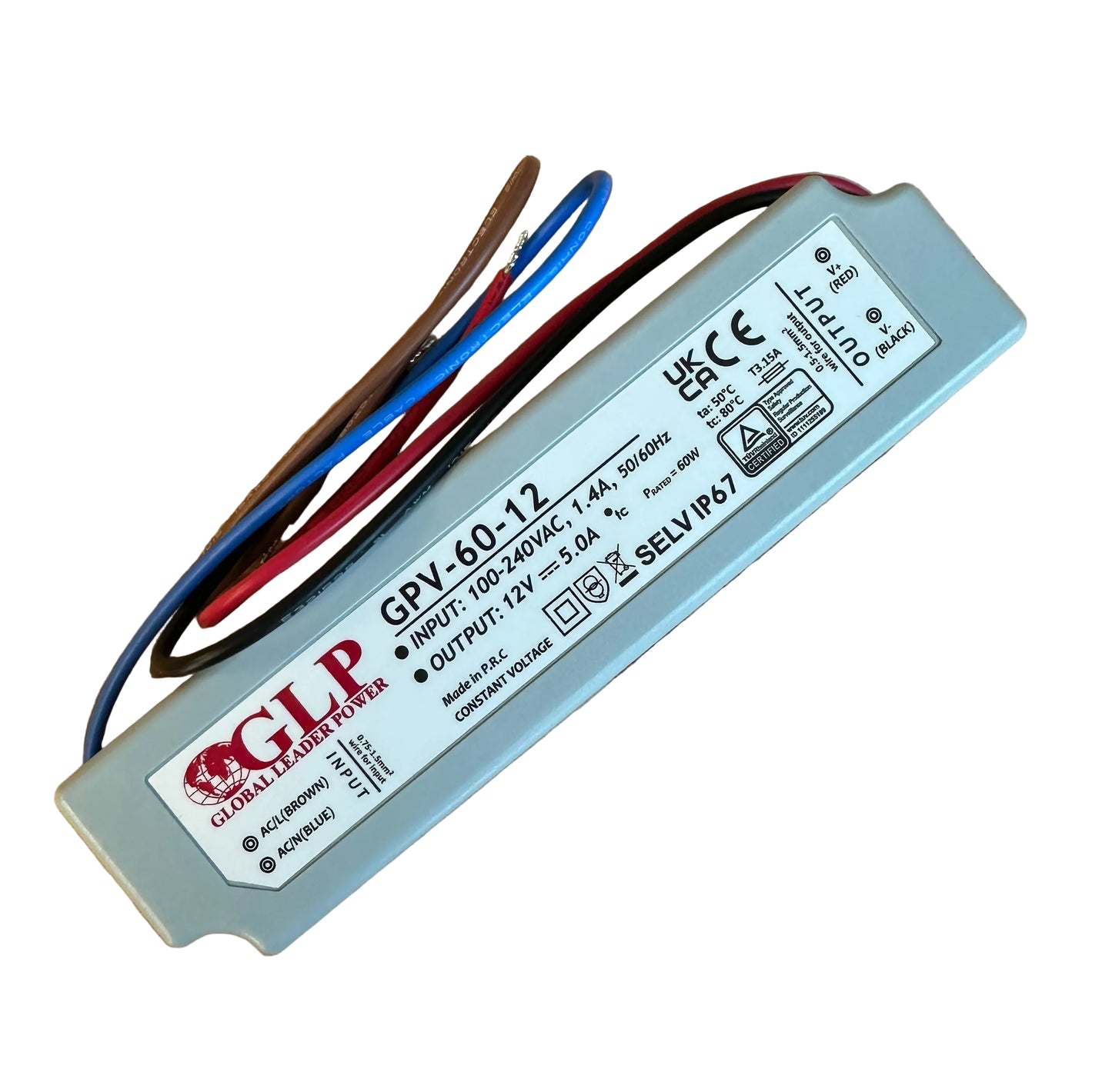 GLP GPV-60-12 60W 12V/5A IP67 LED Power Supply - LED Retro