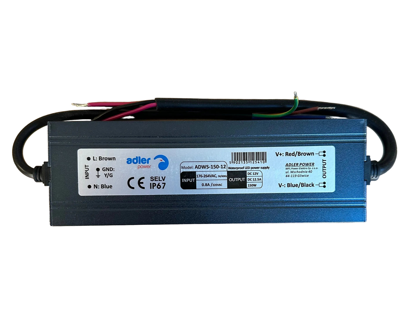 ADLER ADWS-150-12 12V/12.5A 150W IP67 LED Power Supply - LED Retro