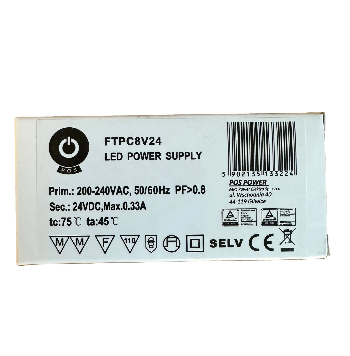 POS Power FTPC8V24 8W 24V/0.33A LED Power Supply - LED Retro