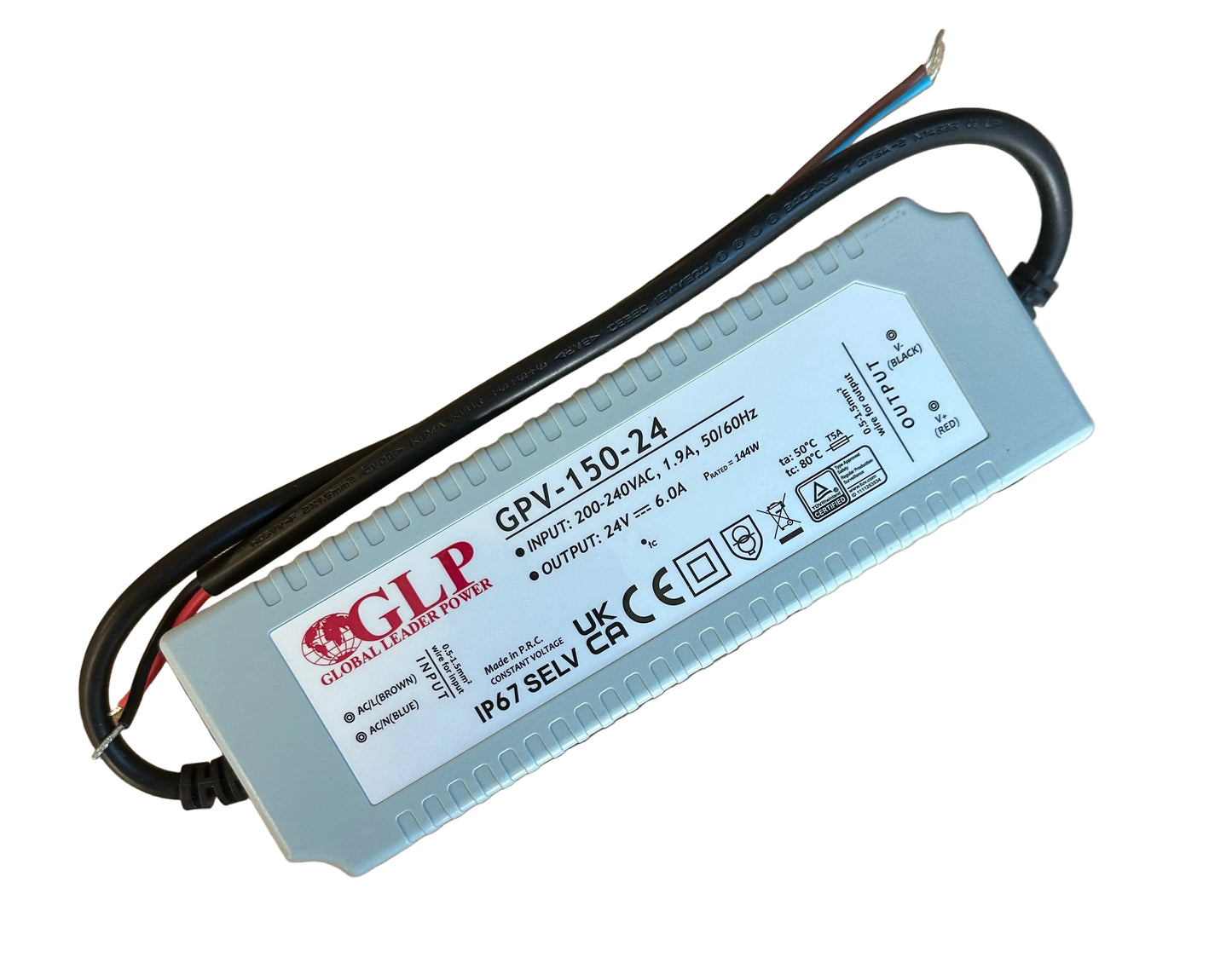 GLP GPV-150-24 144W 24V/6A CV IP67 LED Power Supply - LED Retro