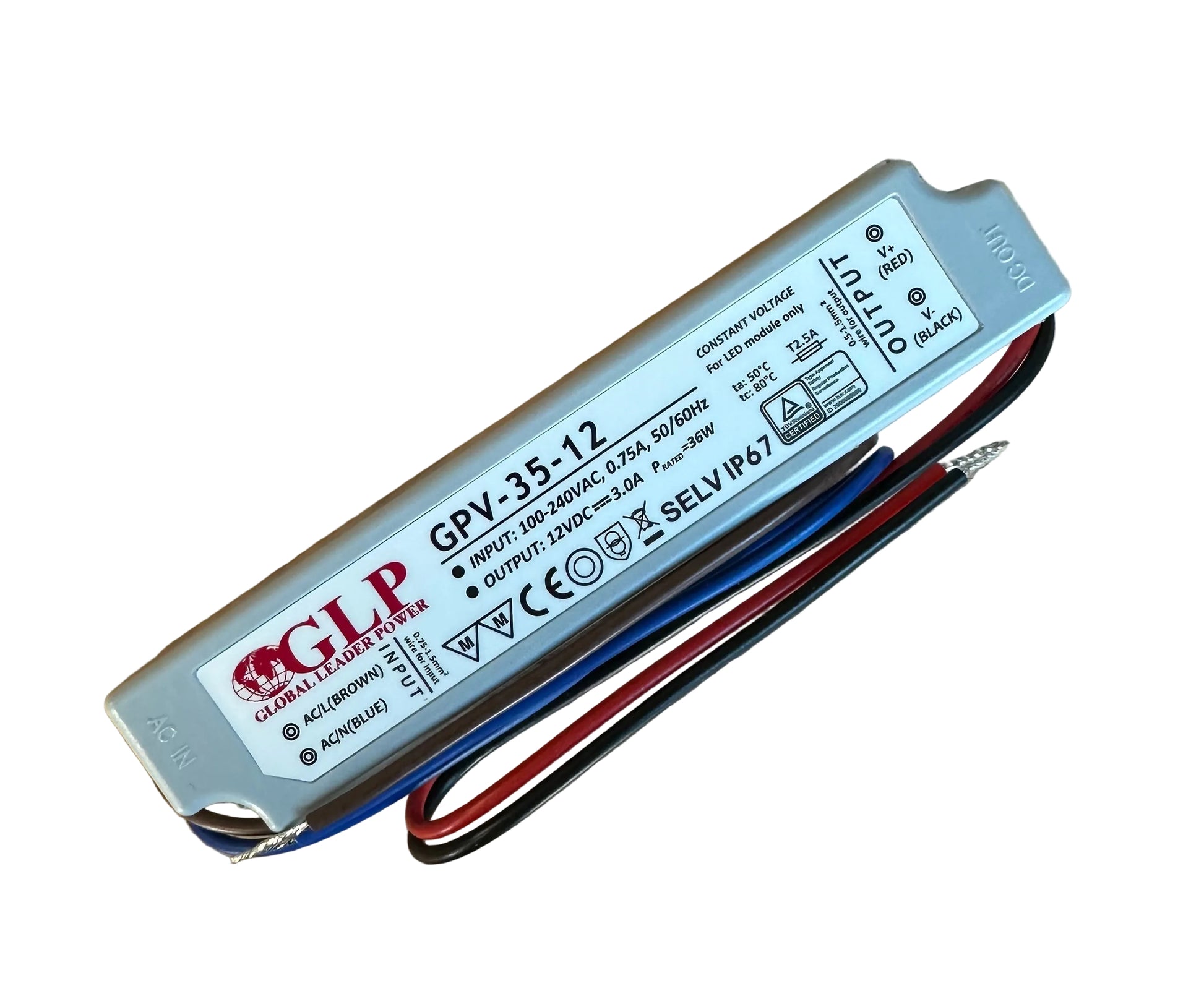 GLP GPV-35-12 36W 12V/3A IP67 LED Power Supply - LED Retro