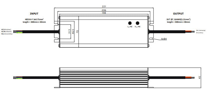GLP GLG-150-24A 100W 18-24V 3.2-6.3A IP65 ADJ Output LED Driver - LED Retro