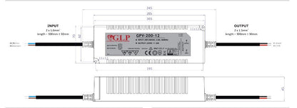 GLP GPV-200-24 199.2W 24V/8.3A CV IP67 LED Power Supply - LED Retro