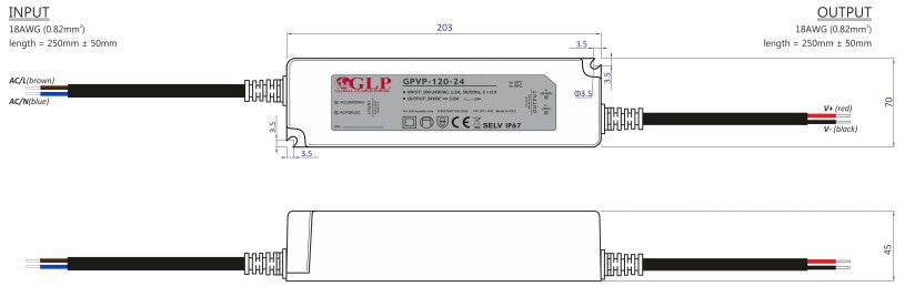 GLP GPVP-120-24 120W 24V/5A CV IP67 LED Power Supply - LED Retro