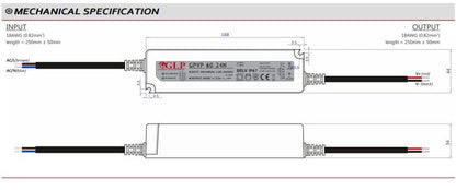GLP GPVP-60-24N 60W 24V/2.5A CV IP67 LED Power Supply - LED Retro
