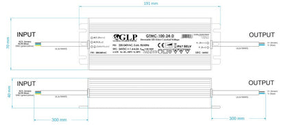 GLP GTMC-100-24-D 100W 4.2A 24V IP67 Triac Dimmable LED Power Supply - LED Retro