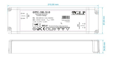 GTPC-100-24-D 100W 24V 1.4-4.2A Triac Dimmable LED Driver - LED Retro