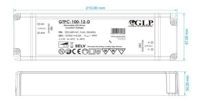 GTPC-100-24-D 100W 24V 1.4-4.2A Triac Dimmable LED Driver - LED Retro