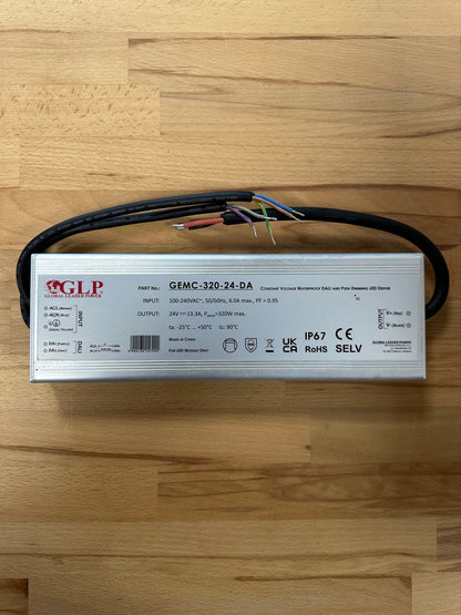 GEMC-320-24-DA 320W 24V 13.3A IP67 DALI2 - Push Dim Dimmable LED Driver - LED Retro