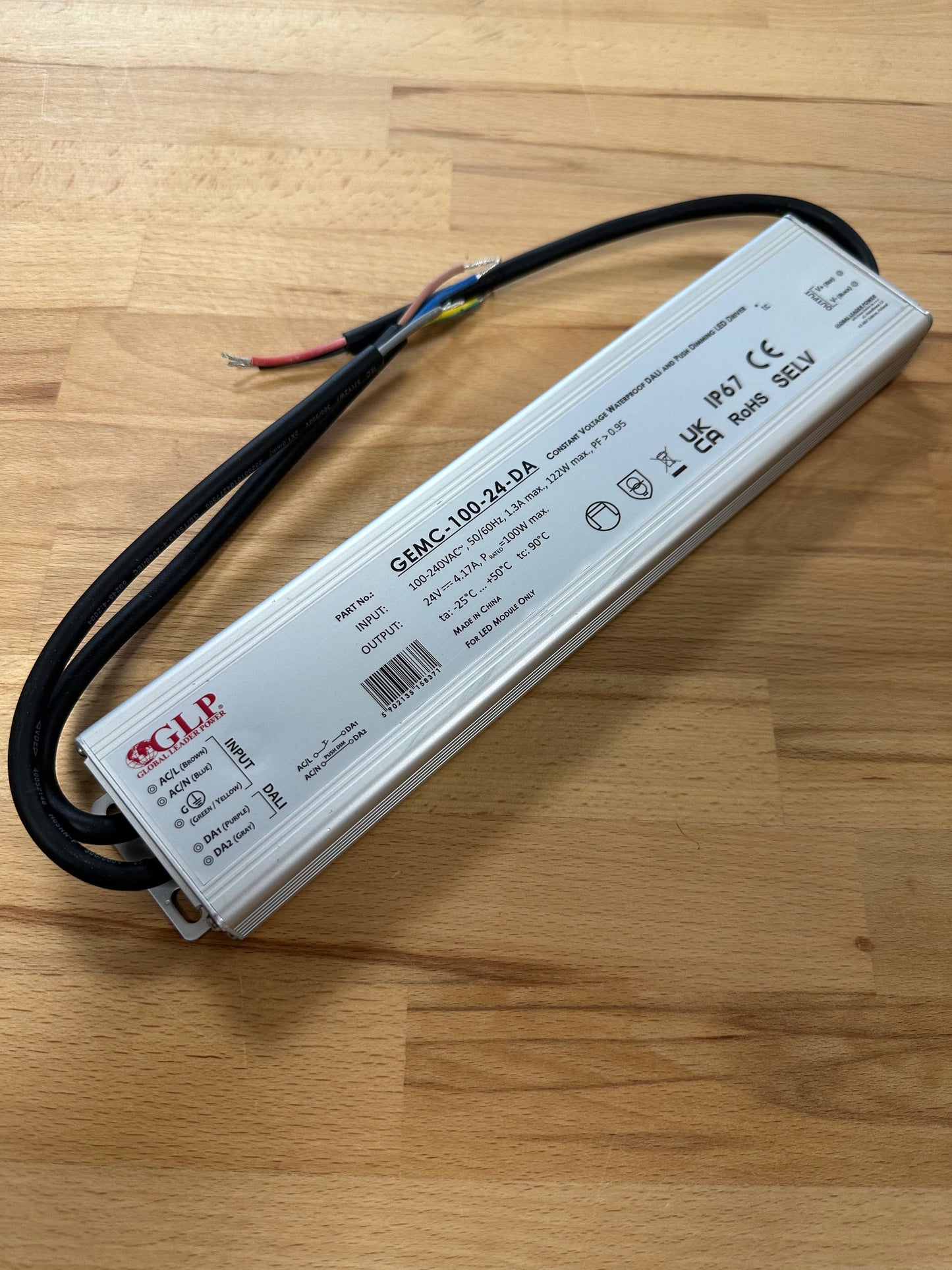 GEMC-100-24-DA 100W 24V 4.17A IP67 DALI2 - Push Dim Dimmable LED Driver - LED Retro