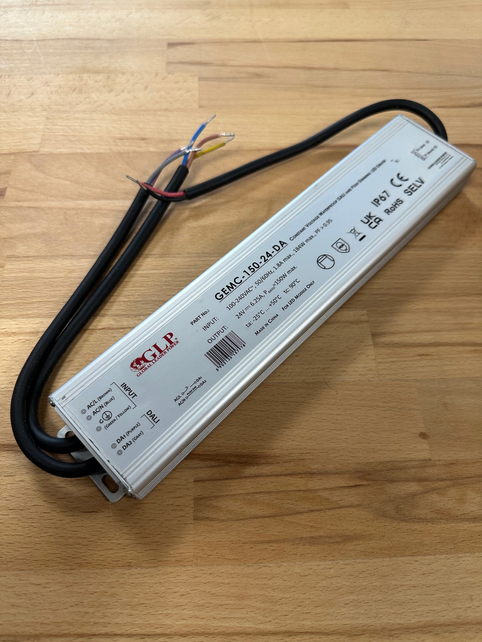 GEMC-150-24-DA 150W 24V 6.25A IP67 DALI2 - Push Dim Dimmable LED Driver -LED Retro