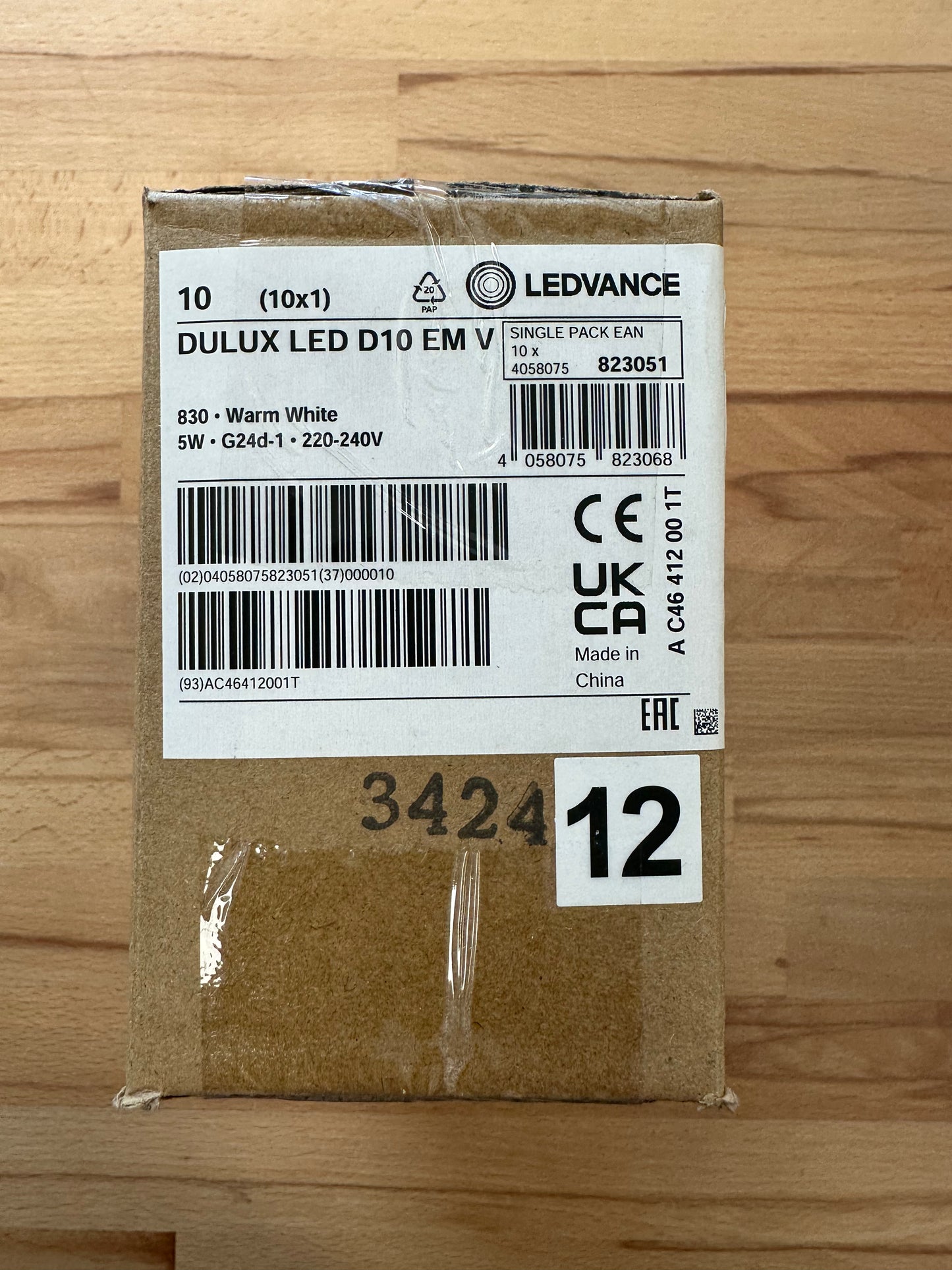 4058075823051 = DULUX LED D10 EM  AC MAINS VALUE 5W 830 G24d-1 540lm Box of 10 - LED Retro
