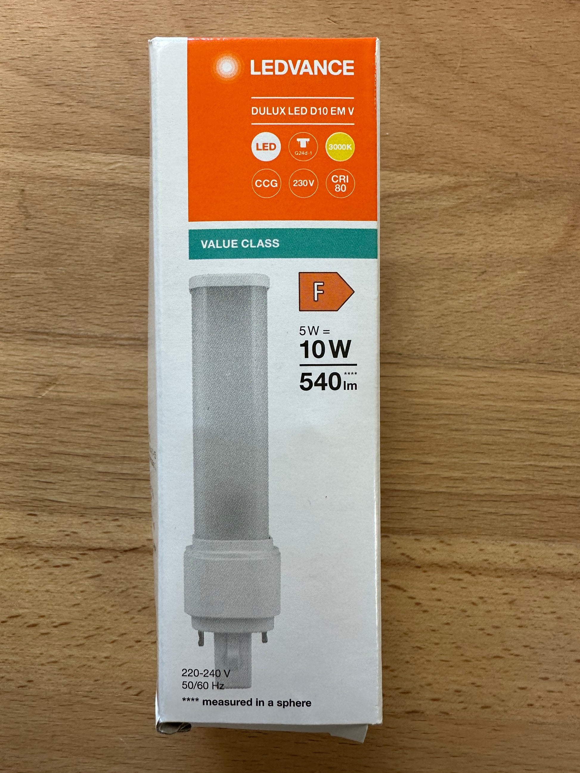 4058075823051 = DULUX LED D10 EM  AC MAINS VALUE 5W 830 G24d-1 540lm - LED Retro
