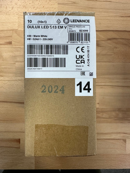 4058075823099 = DULUX LED D13 EM  AC MAINS VALUE 6W 830 G24d-1 600lm - LED Retro