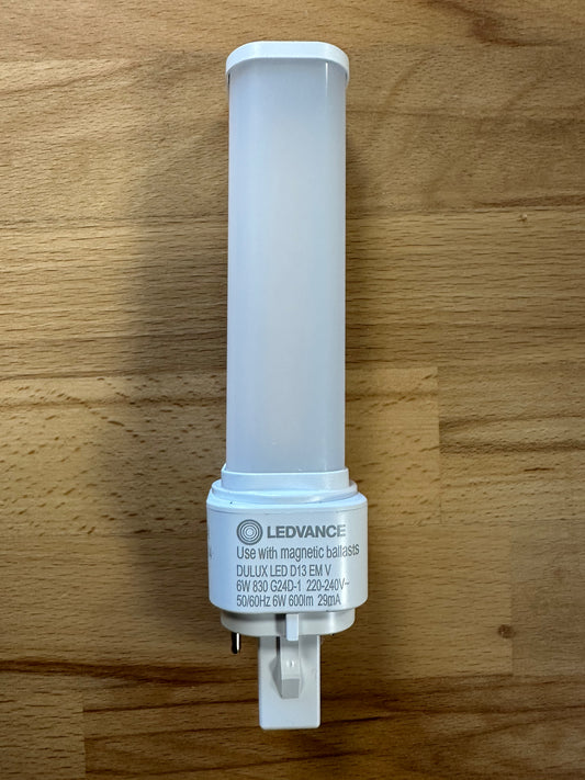 4058075823099 = DULUX LED D13 EM  AC MAINS VALUE 6W 830 G24d-1 600lm - LED Retro
