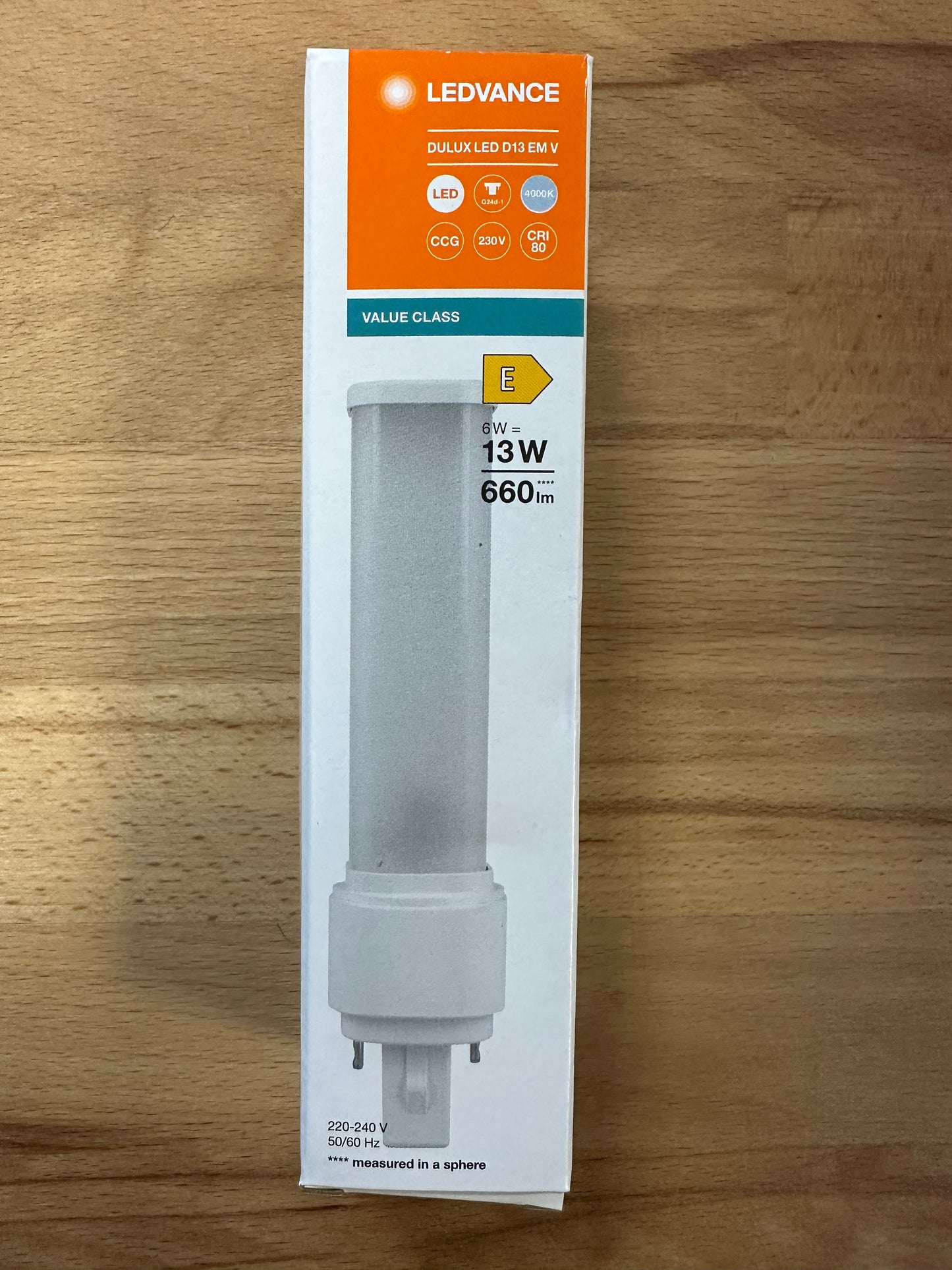 4058075823112 = DULUX LED D13 EM AC MAINS VALUE 6W 840 G24d-1 660lm - LED Retro