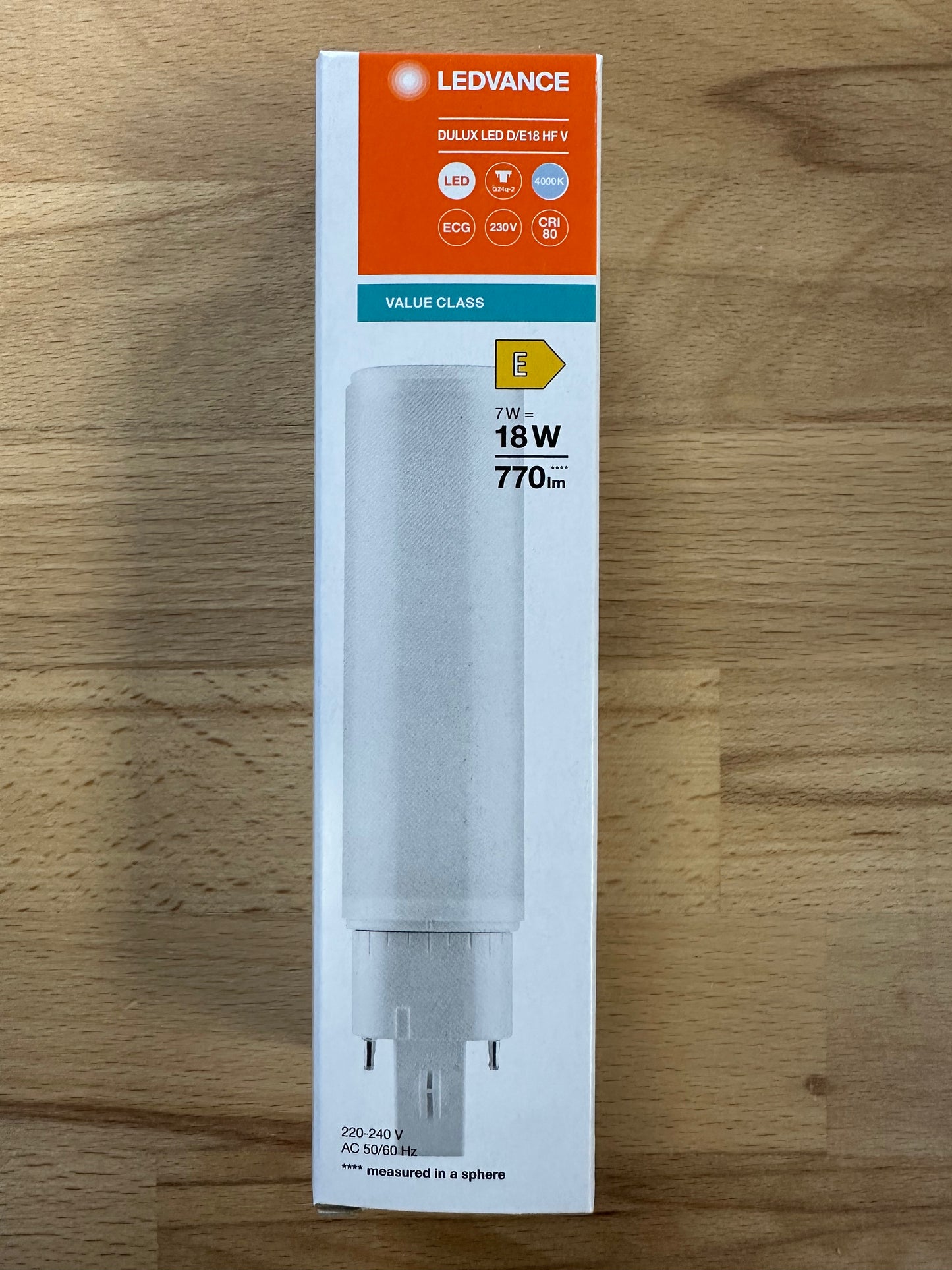 4058075821996 = DULUX LED D/E18 HF & AC MAINS VALUE 7W 840 G24Q-2 770lm  - LED Retro