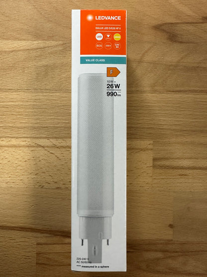 4058075822016 = DULUX LED D/E26 HF & AC MAINS VALUE 10W 830 G24Q-3 990lm - LED Retro