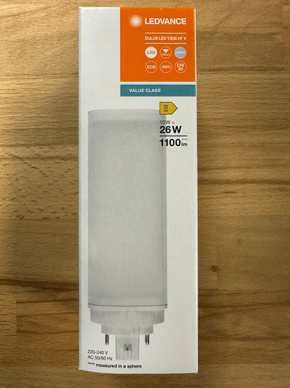 4058075822313 = DULUX LED T/E26 HF & AC MAINS VALUE 10W 840 GX24Q-3 1100lm - LED Retro
