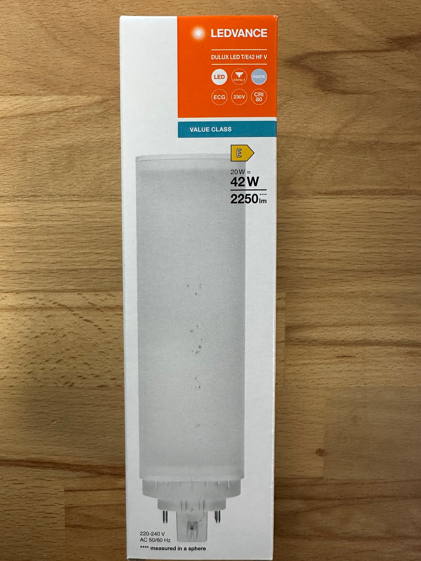 4058075822399 = DULUX LED T/E42 HF & AC MAINS VALUE 20W 840 GX24Q-4 2250lm - LED Retro