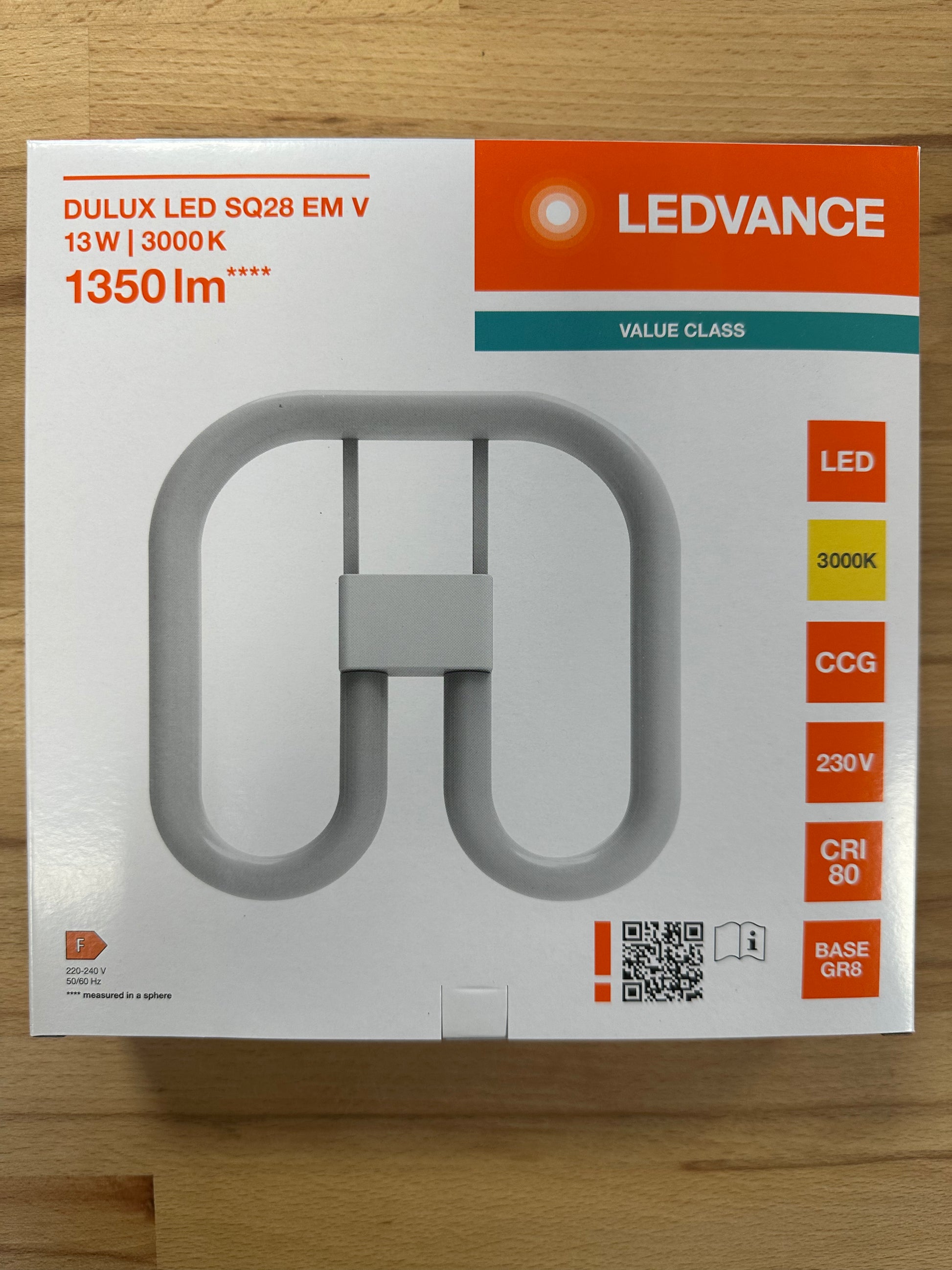 4058075822573 = DULUX LED SQ28 EM & AC MAINS VALUE 13W 830 GR8 - 1350lm - LED Retro