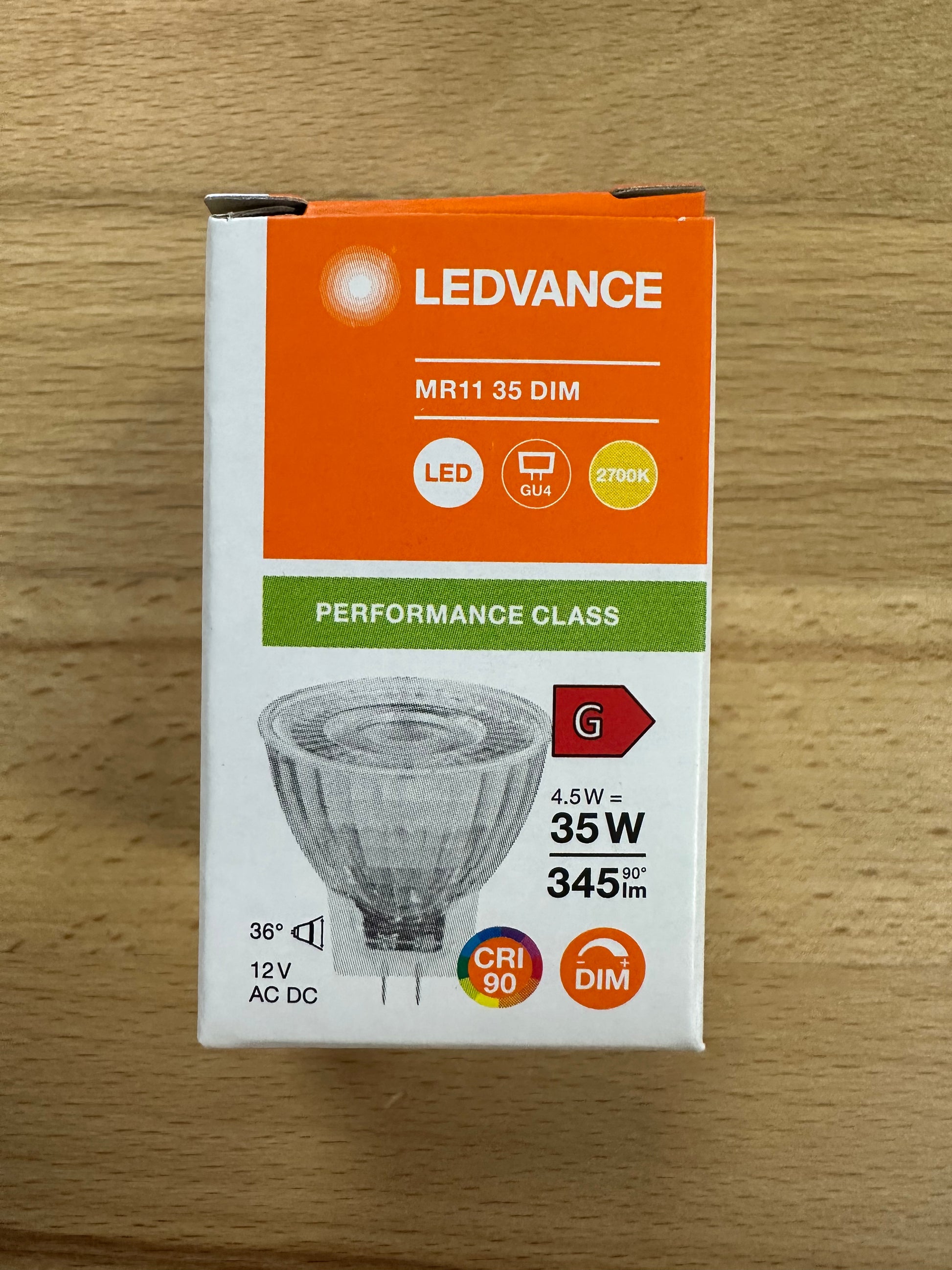 Ledvance Peformance Dimmable LED MR11 35 36° P 4.5W 927 Extra Warm White GU4 - Replaces 35W - LED Retro