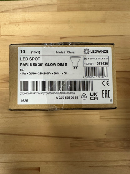 Ledvance LED PAR16 50 36° GlowDim S 4.5W 827 GU10 Lamp - 4099854071430 - LED Retro